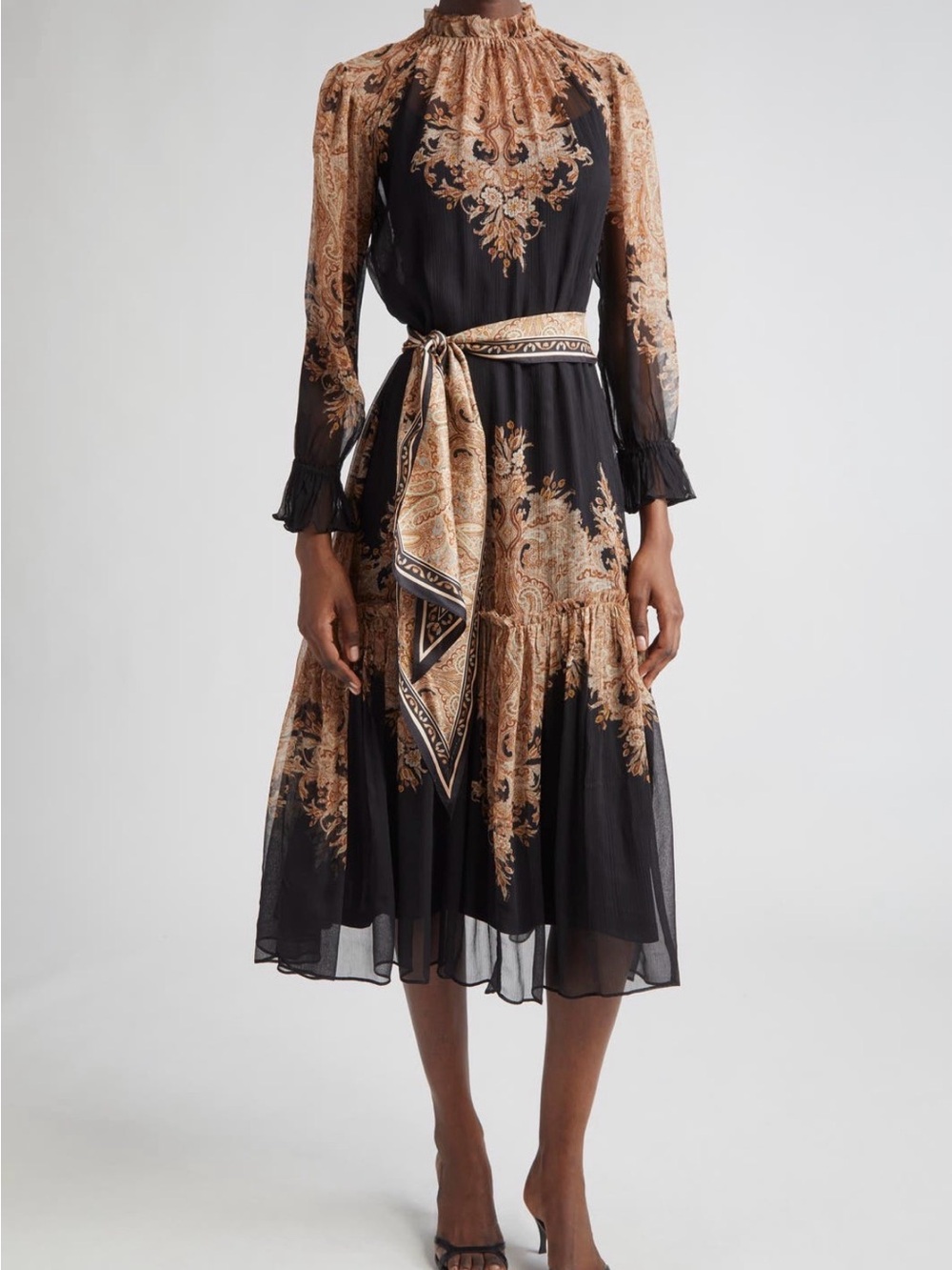 Zimmermann Paisley Long-Sleeve Midi Dress